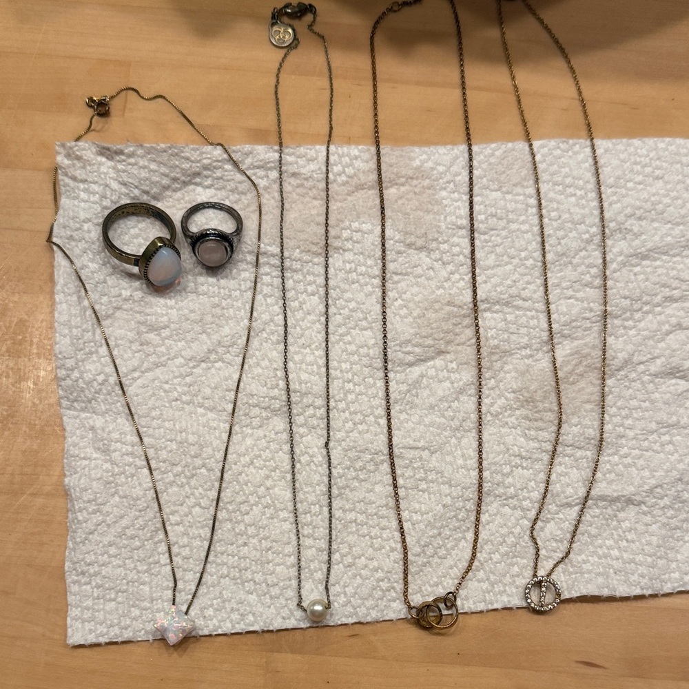 Set of Gold Chain Necklaces and Rings